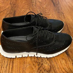 Cole Haan Women's Zerogrand Wing Oxford Flat Size 7  W18202 Black Leather